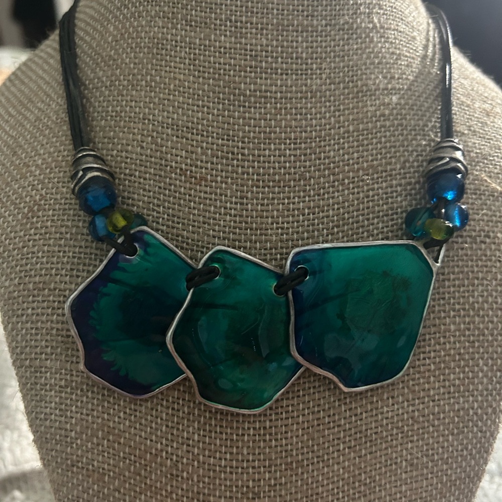 Chico's Green and Blue Geometric Necklace